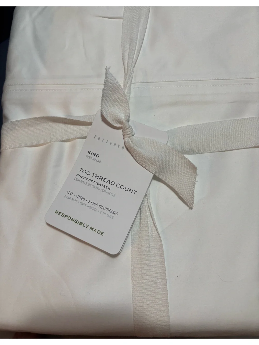 Pottery Barn 700 Thread Count Sateen Sheet Set - King